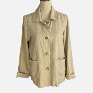 Pendleton Linen Blend Jacket Womens Size S Tan Beige Button Up TF220-82108‎